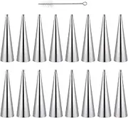 Alipis 16pcs Metal Cone Cream Cone Cannoli Tubes Molds Horn Cannoli Forms Puff Baking Croissant Molds Baking Cones Brioche Bread Loaf Ice Cream Meringue Stainless Steel Miss