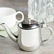 SILVER SERVER/CREAMER GOOSENECK DURABLE 18/8 STAINLESS STEEL 10 Oz. WITH LID
