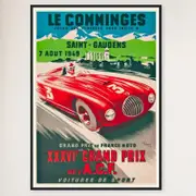 Galrie Vintage Racing Poster for the XXXVI Grand Prix of ACF in Comminges, France Artwork, Black Frame, A4 21 x 30cm (8x12inch)