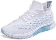 [MNSSRN-MM] Flying Woven Mesh Comfortable Women's Shoes, Simple and Versatile Fashion Breathable Wear-Resistant New Sports Shoes Light Running Shoes Casual Shoes,Blue,38