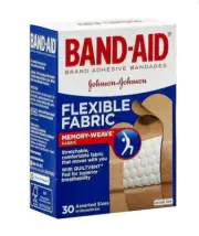 Band-Aid Johnson & Johnson Assorted Size Flexible Fabric Adhesive Bandage 30pcs