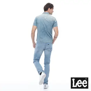 Lee 刷舊拼接縫補短袖牛仔襯衫 男 淺藍 Modern LL1701404KD