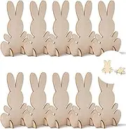 Loopunk Wooden Crafts Decoration 3D Stereoscopic Ornament Easter Bunny Wood Chip DIY, Wooden Tags for Craft Projects, Hanging Decorations, Painting, Staining.