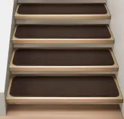 Set of 15 ATTACHABLE Carpet Stair Treads CHOCOLATE BROWN runner rugs