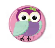 Whimsy Tree Owl Pretty Pink Handmade Pocket Mirror, Magnet, or Pinback 2.25"