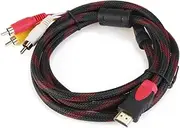 Generic 1.5m to 3 Converter Cable 1080p Av Component for Gold Plated Connectors Braided Shielding Support 480i/p 720p 1080i/p