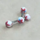 Set of 2 barbells for tongue rings nipple rings 14 gauge red butterfly new