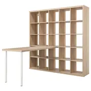 KALLAX / LAGKAPTEN desk combination, white stained oak effect, 182x179x182 cm
