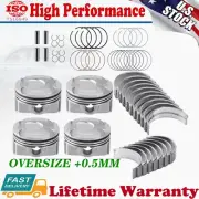 OVERSIZE +0.5MM Rod Bearings +Piston & Ring Set For 12-16 Hyundai Kia Accent 1.6 (for: Hyundai)