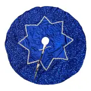 Christmas Tree Skirt, Blue Christmas Tree Skirt Sequin Xmas Tree 52 Inch. Star