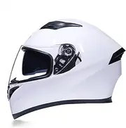 Full Face Motorcycle Helmet DOT/ECE Approved Moped Street Bike Racing Crash Helmet with Drop Down Visor Lightweight Full Helmet for Motor Scooter ATV Helmets F,XL=61-62CM