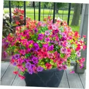 12 Bundles Artificial Flowers for Outdoors, UV Resistant Fake Outdoor Flowers