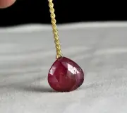NATURAL UNTREATED RUBY BEADS FACETED HEART DROP 1 PCS 14.95 CTS GEMSTONE HANGING
