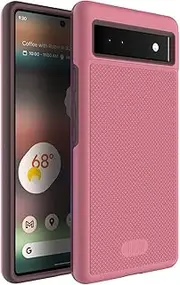 TUDIA DualShield Grip Designed for Google Pixel 6a Case (2022), [MergeGrip] Shockproof Military Grade Dual Layer Slim Protective Case for Pixel 6a (Smokey Pink)