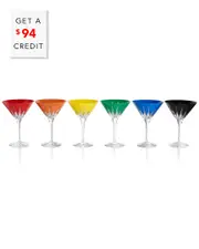 Waterford Set of 6 New Year Firework Mixed Martini Glasses with $94 Credit