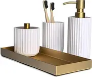 Bathroom Accessory Set, Gold bathroom accessories, White bathroom accessories Sets Complete, Farmhouse bathroom decor, Bathroom Soap Dispenser Set, Boho