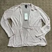 Eileen Fisher Linen Silk Cardigan Sweater Women's XS Light Pale Pink Tie NWT