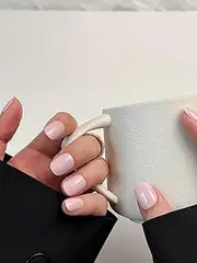 Bianco Sue Press-On Nails | Soft Pink Extra Short Squoval False Nails, Reusable Stick-On Fake Nails with Adhesive Tabs and Glue | Salon-Grade Quality | Transparent Storage Box | 15 Sizes - 30 Nail Kit