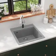 Granite Kitchen Sink Single Basin Grey vidaXL