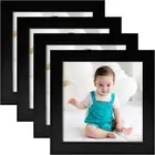 KINLINK 4x4 Picture Frames Black Square Photo Frames Set of 4 Wood