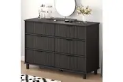 6 Drawer Dresser Chest of Drawers Storage Cabinet Bedroom Modern Black