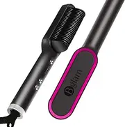 Hair Straightener Brush, Anti-Scald Straightening Comb for Women, Fast-Heating Ionic Hair Tool with 6 Adjustable Heat Temps Control, 30s Quick Heat Up & 20-Minute Auto-Off Safety Feature, Black