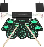 Electronic Drum Kit, Uverbon Roll Up Drum Electronic Drum Pads Set 9 Silicon Durm Pad Built-In Stereo Speaker with 2 Foot Pedal for Kids and Beginners