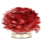 (Wine Red)Feather Table Lamp Stepless Dimming USB Charging Touch Control LED JY