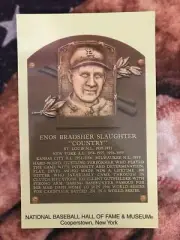 Enos Slaughter Postcard- Baseball Hall of Fame Induction Plaque - Cardinal Photo