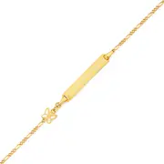 9ct Gold 14cm Figaro Butterfly I.d. Bracelet