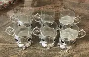 VTG,Filigree Six Tea Glass Cup & Holders , Silver Plated,Black Stones.Never Used
