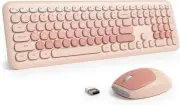 Surmen Cute Colorful Keyboard and Mouse Wireless Silent, 6-Diary Beige