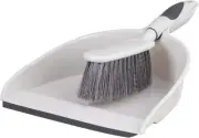 Brush and Dustpan Set, Rubber Edge for Easy Dirt Pickup, Durable Plastic Broom S