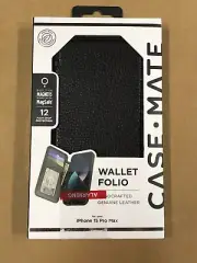 New Case-Mate MagSafe Wallet Folio For iPhone 15 Pro Max - Black