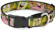 Dog Collar Martingale Spongebob Patrick Starfish Poses Pineapple Gold 11 to 17 Inches 1.0 Inch Wide