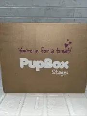 NEW! Pup box Stages Subscription Box! 2 Dog Bags Treats, Crinkle Toy, Chew Toy