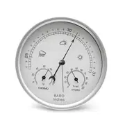 Dial Type Barometer Thermometer Hygrometer 3 in 1 5.2" Diameter Silver