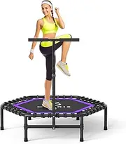 CLORIS 45in Trampoline Mini Rebounder Fitness Trampoline with Adjustable - Max Load 450lbs, Foam Handle with safty Padded Cover Best Gift