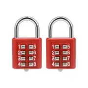 8-Digit Combination Padlock Push Button Lock for Locker Cabinet Red 2Pcs