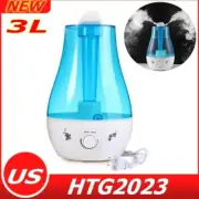 Ultrasonic Cool Mist Humidifier Quiet Oil Diffuser Bedroom Office w/LED Light 3L