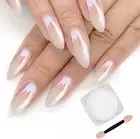 White Pearl Chrome Nail Powder,Mirror Effect Aurora Magic Pearlescent Nail Jewel