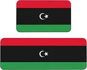 Libyan Flag Print Kitchen Floor Mat 2 Sets Non-Slip Rugs for Kitchen Laundry Office and Home Decor