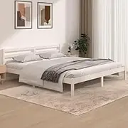 Bed Furniture Bed Frame Without Mattress White 183x203 cm King