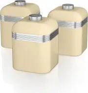 Swan SWKA1020CN Retro Kitchen Storage Canisters, Iron, Cream, Set of 3