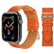 For Apple Watch iWatch Band Series 8 7 6 5 4 3 SE 45 44 41 Leather Strap Orange