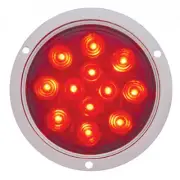 12 LED Deep Dish 4 Inch Stop, Turn & Tail Light with Red Bubble Lens