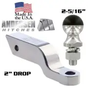 Andersen 2" Alumistinger Hitch Receiver Ball Mount Drop w/ 2-5/16" Hard Tow Ball