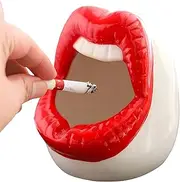 Red Lips Shaped Creative Ashtray for Cigarettes, Windproof Cigarette Ash Tray for Indoor Outdoor Use, Smokers' Ash Holder, Desktop Smoking Tobacco Ash Tray with Storage Function for Home Decoration