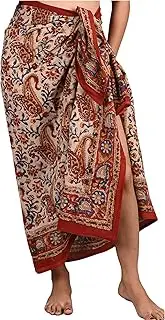 [INDACORIFY] Cotton Hand Block Print Pareo Beautiful Sarong,Summer Beach Scarves, Pure Cotton Indian Dupatta Printed