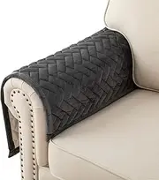 Eismodra Couch Cover,Sofa Cover,Armrest Covers,Backrest Covers,Anti-Slip Armchair Slipcovers for Dogs Cats Pet Loveseat Recliner Leather L Shaped,Dark Gray 28 x 28 Inches (Only 1 Piece)